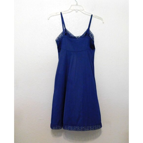 Vintage Vanity Fair Full Slip Dress Womens 34 Blue Lace 29 In. Adj Straps Nylon - Picture 4 of 8